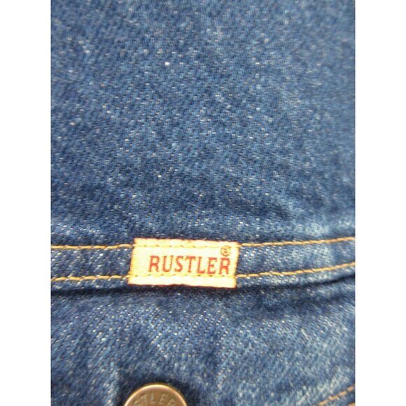 VINTAGE Rustler Jacket XL Trucker Moto Button Up Denim 80s 90s USA * - Picture 7 of 14